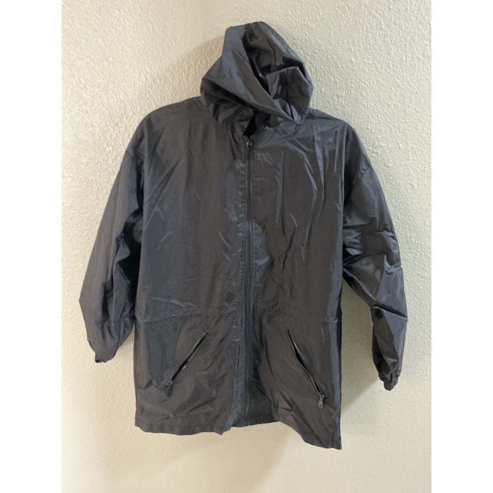 ShedRain Black Hooded Rain Jacket Full Zip Windbreaker S/M